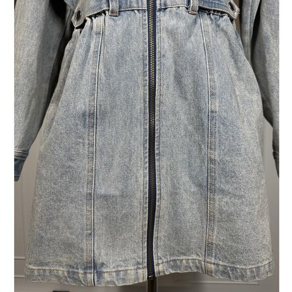 Whiteroom + Cactus Denim Long Sleeve Full Zip Mini Dress Light Wash Blue Size M - Picture 6 of 16